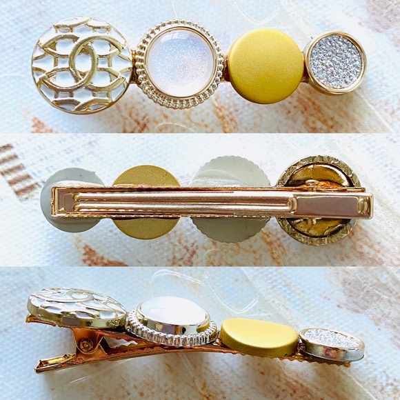 Handmade Designer Button Hairpin - Gold - Picture 2 of 3